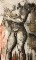 Coppia di olii su tela nudo figurativo arte moderna firmato 1960/70