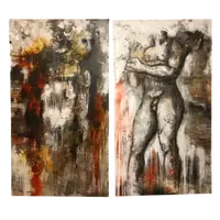 Coppia di olii su tela nudo figurativo arte moderna firmato 1960/70