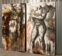 Coppia di olii su tela nudo figurativo arte moderna firmato 1960/70