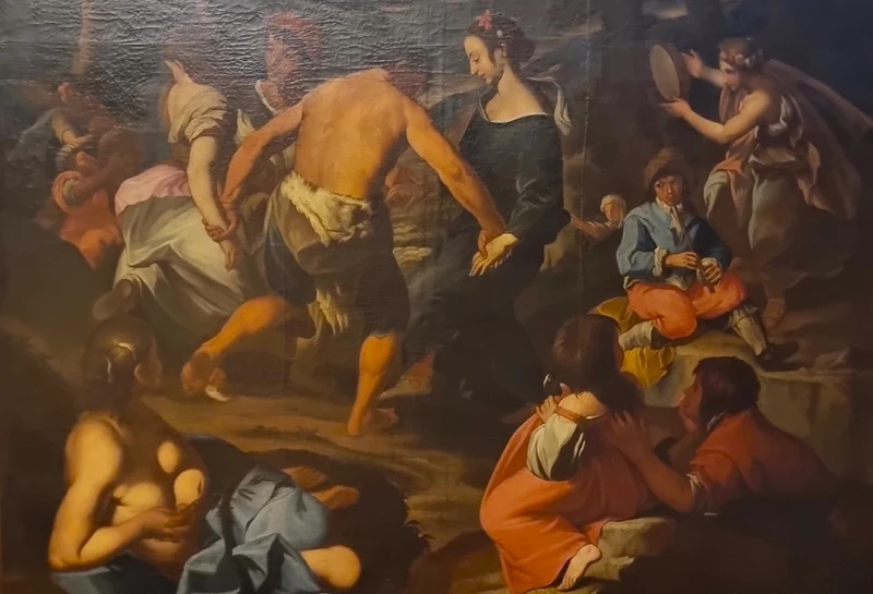 Oil on canvas 600 Country Scene with Musicians - school of Francesco Guarini (1611-1654)