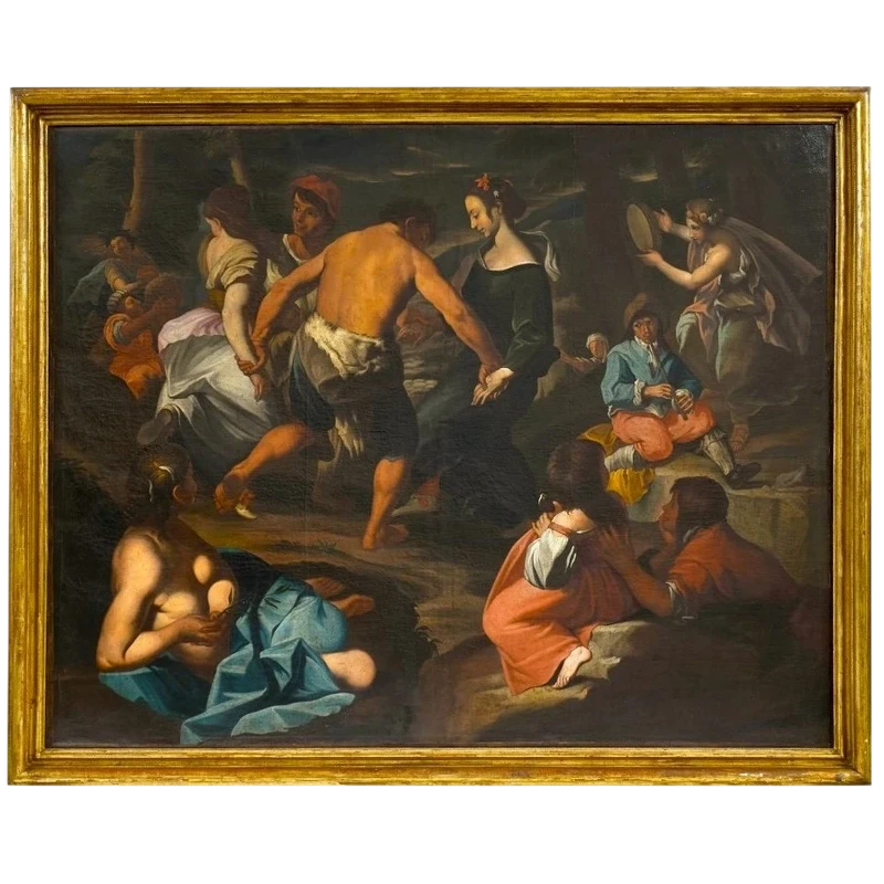 Oil on canvas 600 Country Scene with Musicians - school of Francesco Guarini (1611-1654)