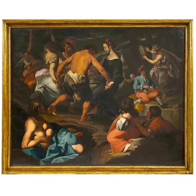 Olio su tela 600 Scena campestre con musicanti – scuola di Francesco Guarini (1611‑1654)