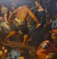 Oil on canvas 600 Country Scene with Musicians - school of Francesco Guarini (1611-1654)