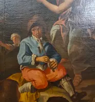 Oil on canvas 600 Country Scene with Musicians - school of Francesco Guarini (1611-1654)