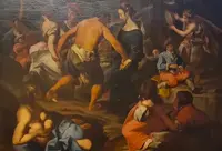 Oil on canvas 600 Country Scene with Musicians - school of Francesco Guarini (1611-1654)