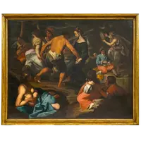 Oil on canvas 600 Country Scene with Musicians - school of Francesco Guarini (1611-1654)