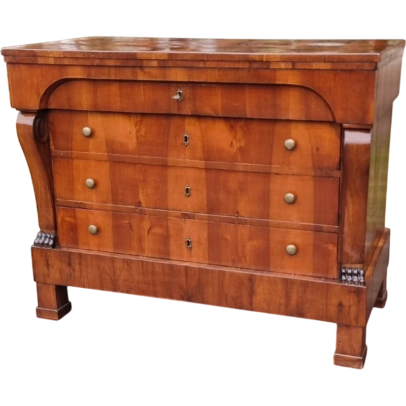 Commode Empire 1830 en placage de noyer