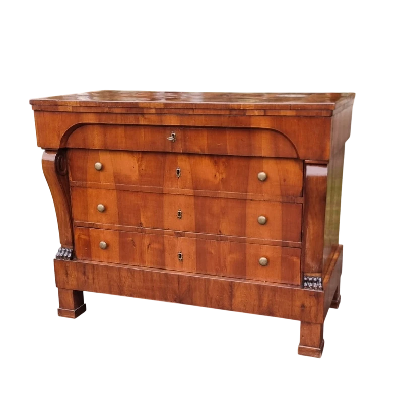 Commode Empire 1830 en placage de noyer