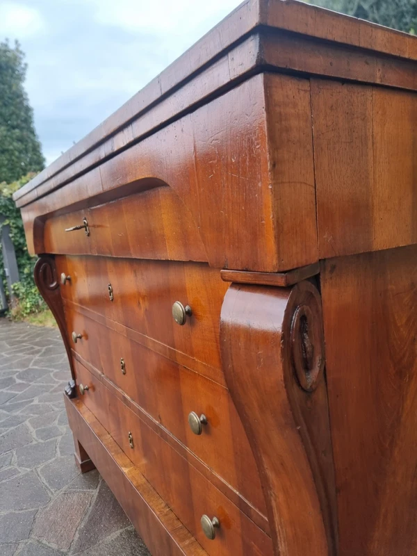Commode Empire 1830 en placage de noyer