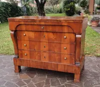 Commode Empire 1830 en placage de noyer