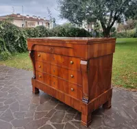 Commode Empire 1830 en placage de noyer