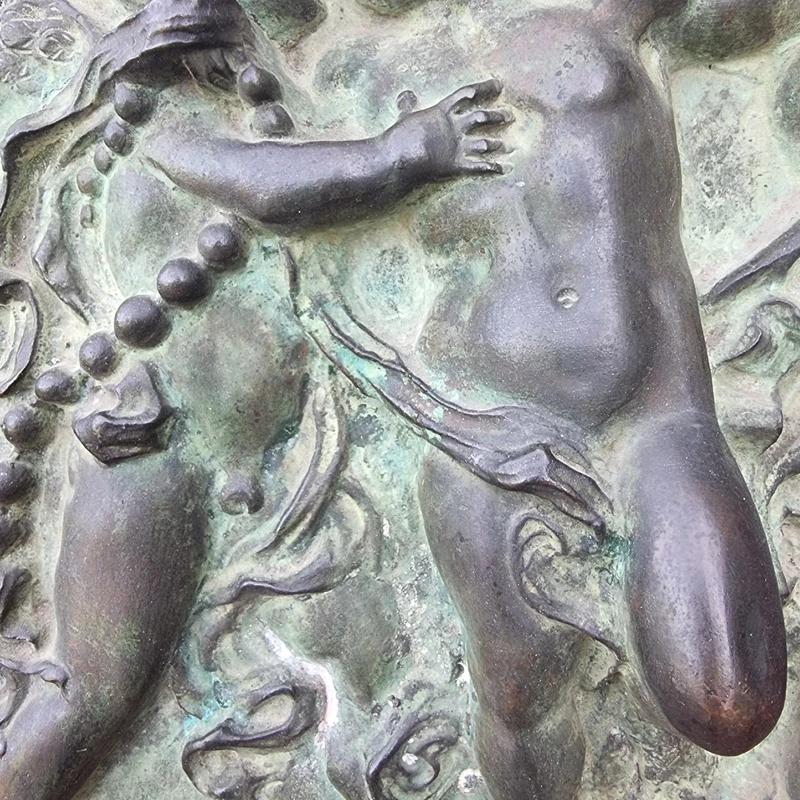 Paire de hauts-reliefs en bronze néoclassique 1780 jeu de putti