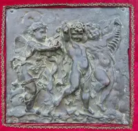 Paire de hauts-reliefs en bronze néoclassique 1780 jeu de putti