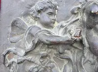 Paire de hauts-reliefs en bronze néoclassique 1780 jeu de putti