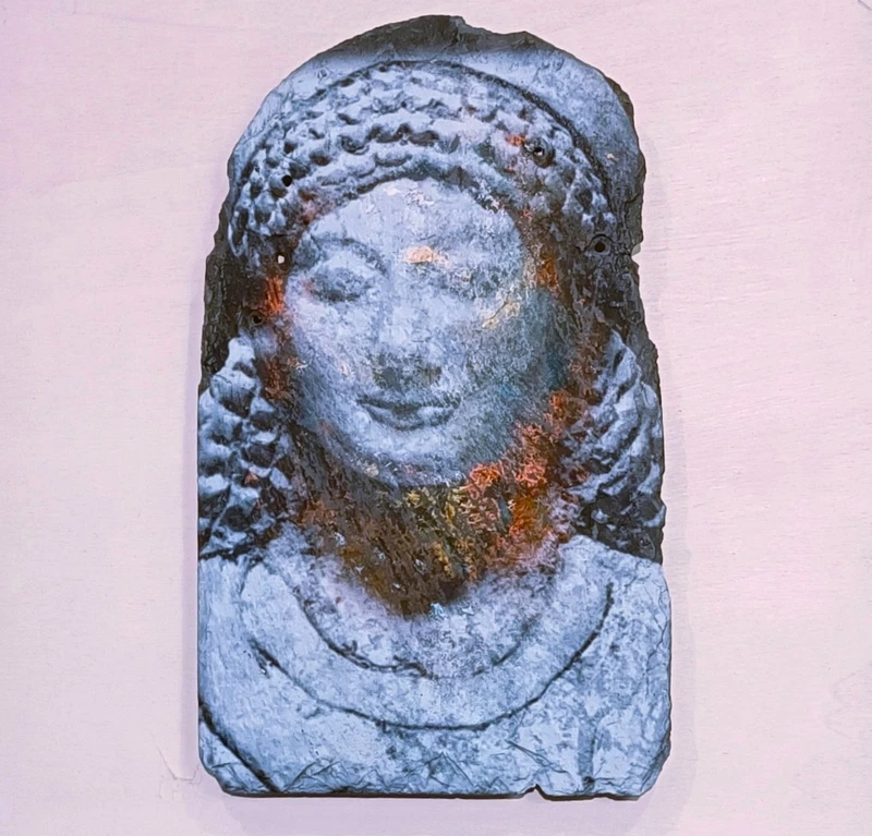 Huile sur ardoise Visage mythologique grec de Coré