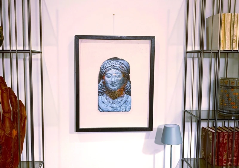 Huile sur ardoise Visage mythologique grec de Coré