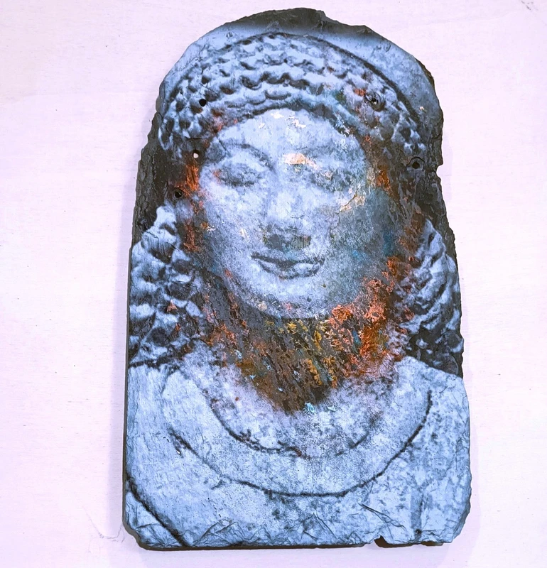 Huile sur ardoise Visage mythologique grec de Coré