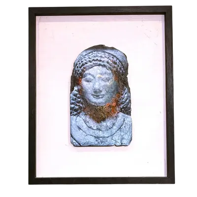 Huile sur ardoise Visage mythologique grec de Coré