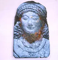 Huile sur ardoise Visage mythologique grec de Coré