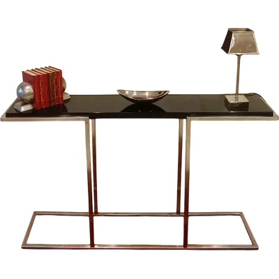 "The 80s Design Console Satin-finished Steel with Black Lacquered Shelf".