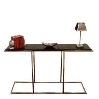 "The 80s Design Console Satin-finished Steel with Black Lacquered Shelf".