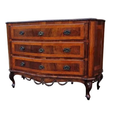 Commode vénitienne du XIXe siècle en noyer avec incrustations de palmiers