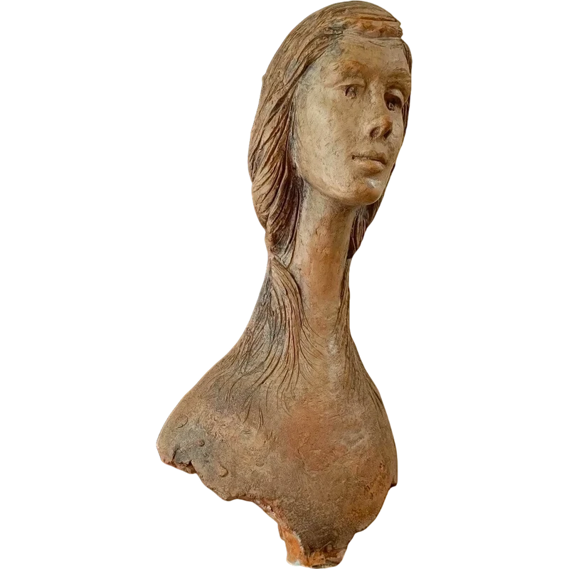 1976 Sculpture féminine en terre cuite : un chef-d'œuvre de Vincenzo Brunetti