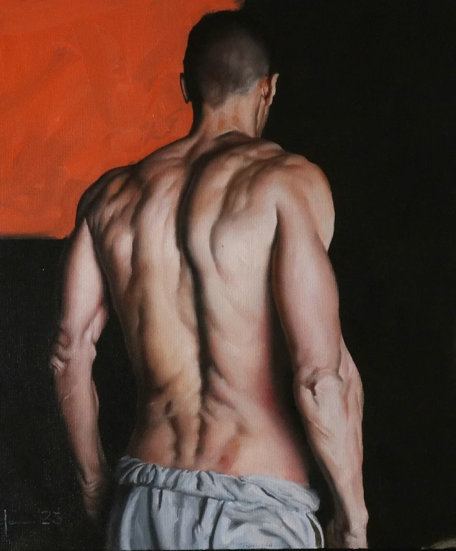 L'huile sur toile de Filippo Manfoni Un homme à la limite de l'hyperréalisme".