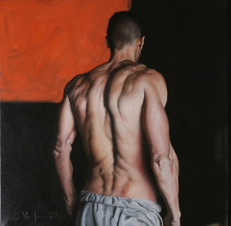 L'huile sur toile de Filippo Manfoni Un homme à la limite de l'hyperréalisme".