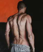 L'huile sur toile de Filippo Manfoni Un homme à la limite de l'hyperréalisme".