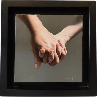 Oil on canvas" Hold me " by Filippo Manfroni bordering on hyperrealism Context Art Miami