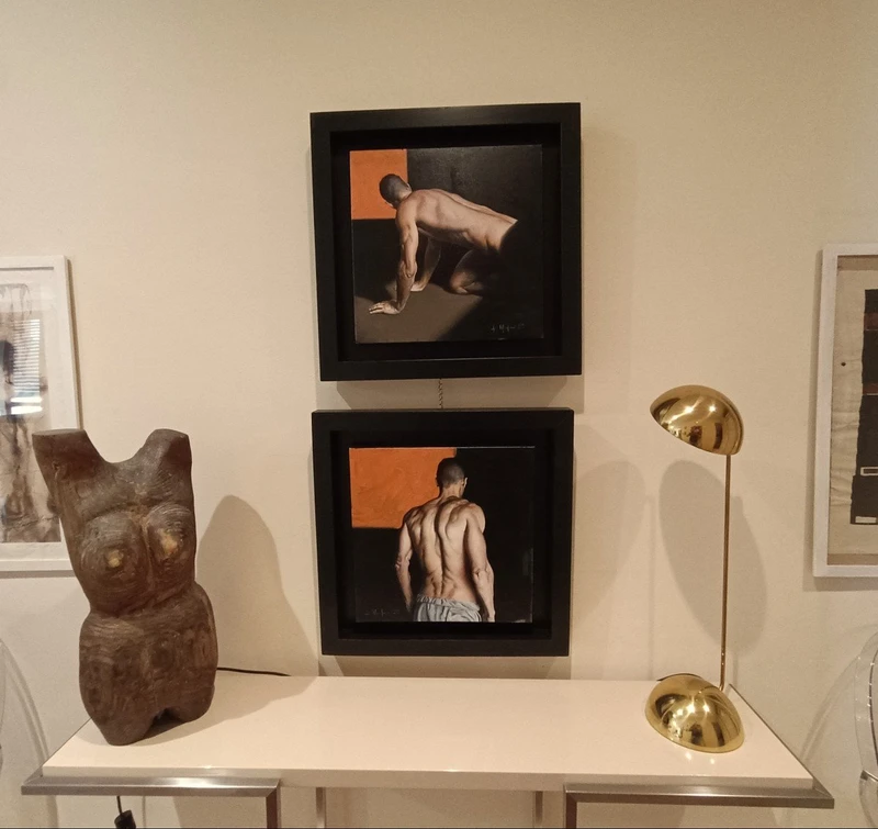 Huile sur toile "Un homme" de Filippo Manfroni à la limite de l'hyperréalisme