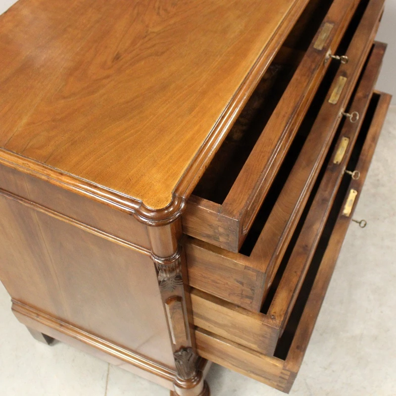 Antico cassettone comò Luigi Filippo in noce 19°secolo