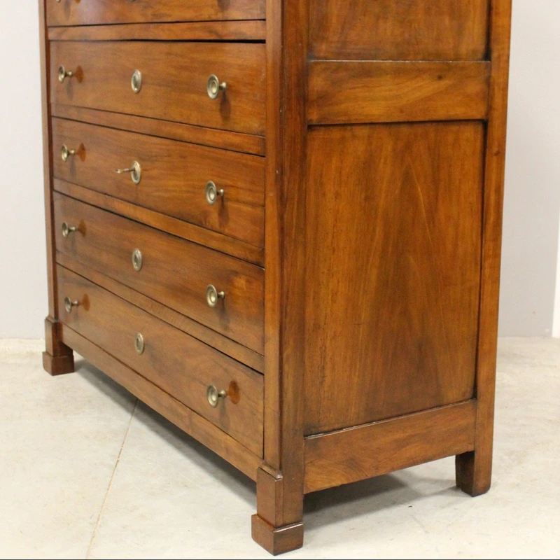 Antique weekly chest of drawers Empire walnut 19th century
