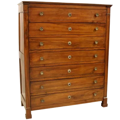 Antique weekly chest of drawers Empire walnut 19th century