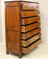 Antique weekly chest of drawers Empire walnut 19th century
