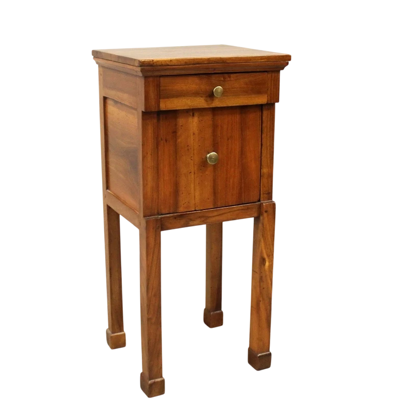 Ancienne table de chevet Empire en noyer du XIXe siècle