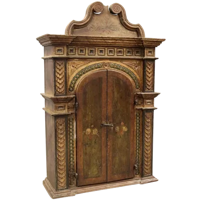 Antica credenza stipo pensile laccato e dipinto 18°secolo