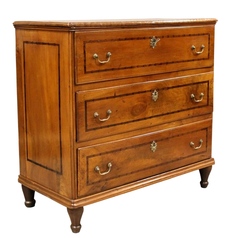 Commode ancienne en noyer marqueté 18ème siècle