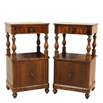 Antique pair of Louis Philippe bedside tables in walnut 19th century