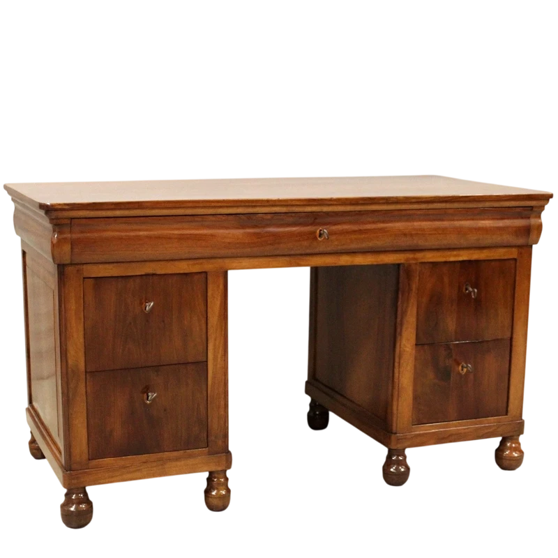 Bureau ancien en noyer Louis Philippe du 19ème siècle