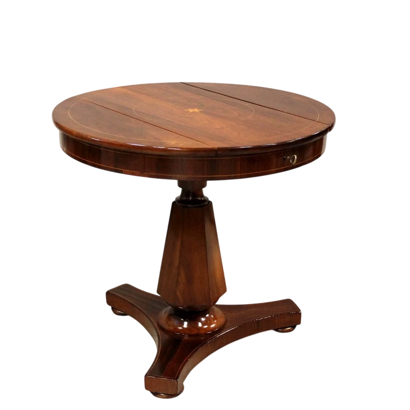 Antique Charles X coffee table in inlaid walnut 19th century