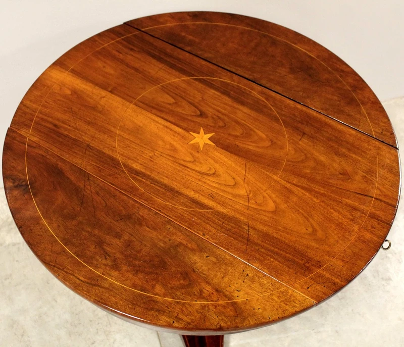 Antique Charles X coffee table in inlaid walnut 19th century