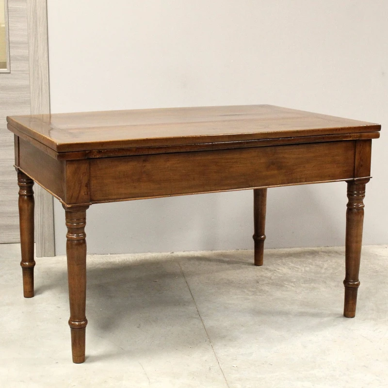 Antico tavolo a libro Carlo X in noce 19°secolo