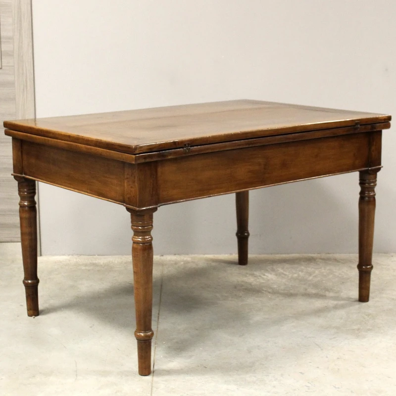 Antico tavolo a libro Carlo X in noce 19°secolo