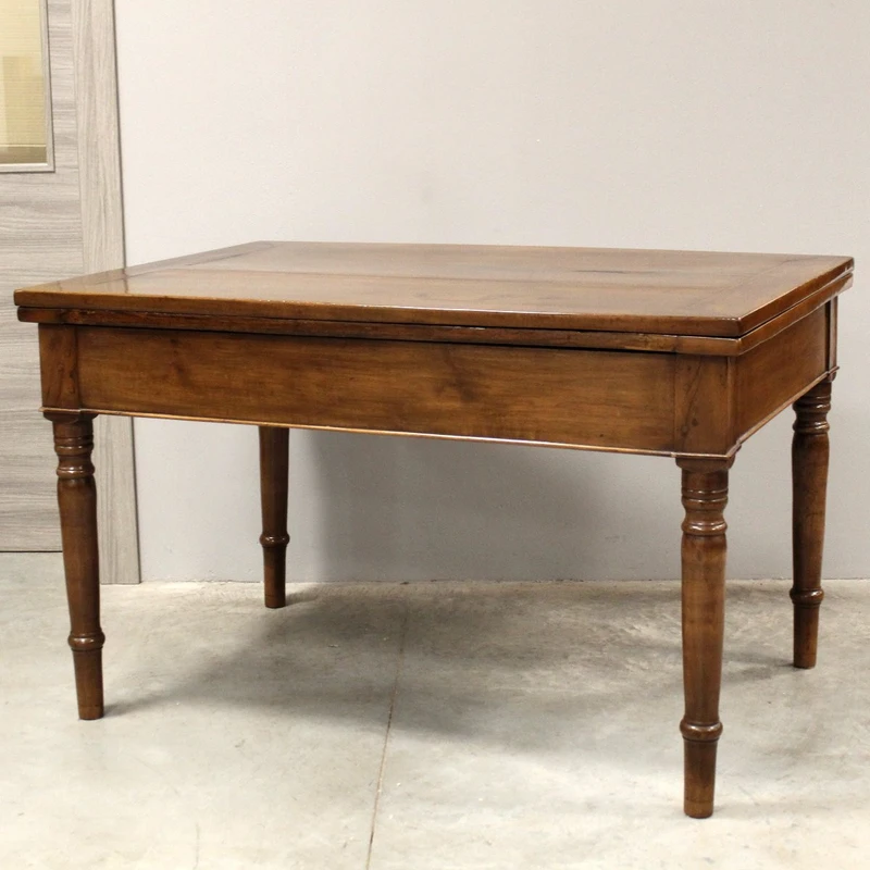 Antico tavolo a libro Carlo X in noce 19°secolo