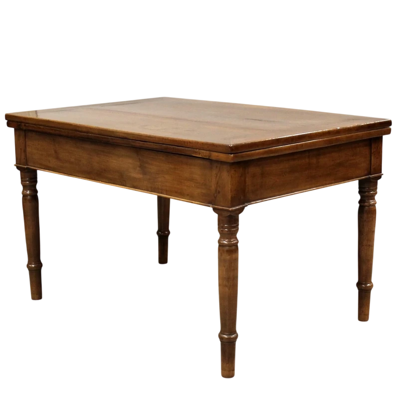 Antico tavolo a libro Carlo X in noce 19°secolo