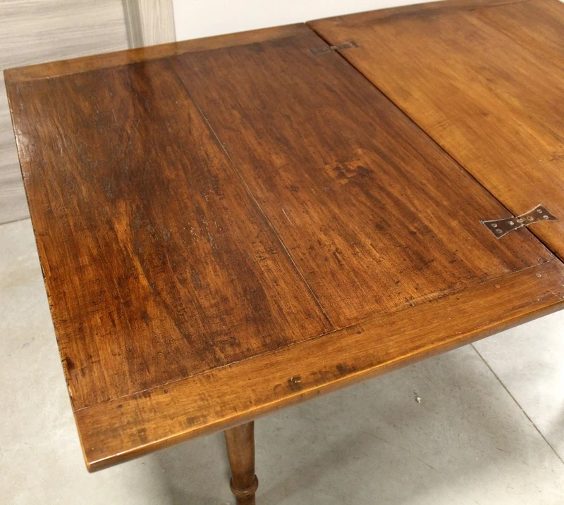 Antico tavolo a libro Carlo X in noce 19°secolo