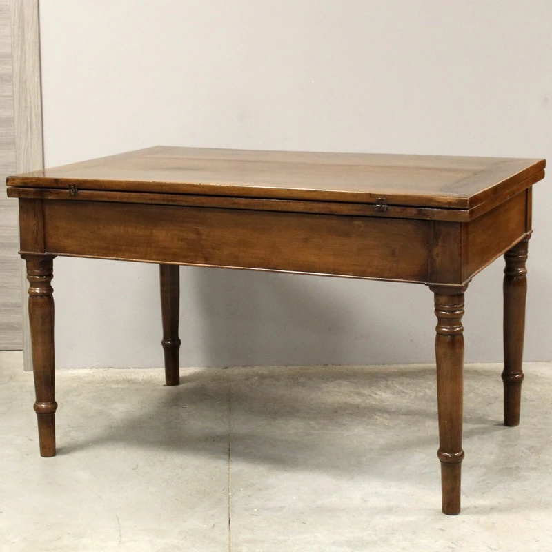 Antico tavolo a libro Carlo X in noce 19°secolo