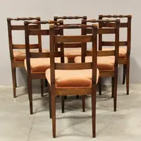 Antique set of 6 Charles X chairs in inlaid walnut 19th century